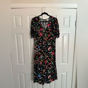 Black Floral Midi Dress